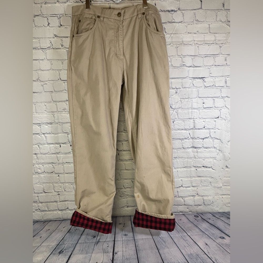 Woolrich Tan Khaki Cotton Cozy Flannel Lined Outdoor Hiking Gorpcore Jeans 12